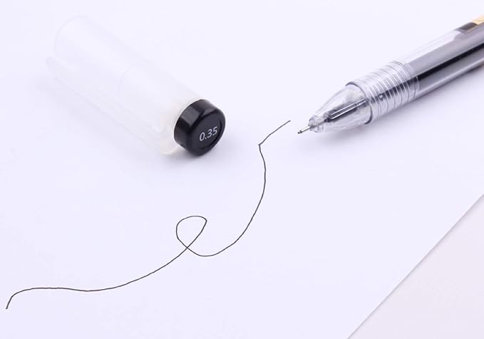 0.35mm Gel Ink pen Black Ink Extra-fine Gel Ink Pens Ballpoint pen Office School Stationery Supply Pack of 12 Pcs