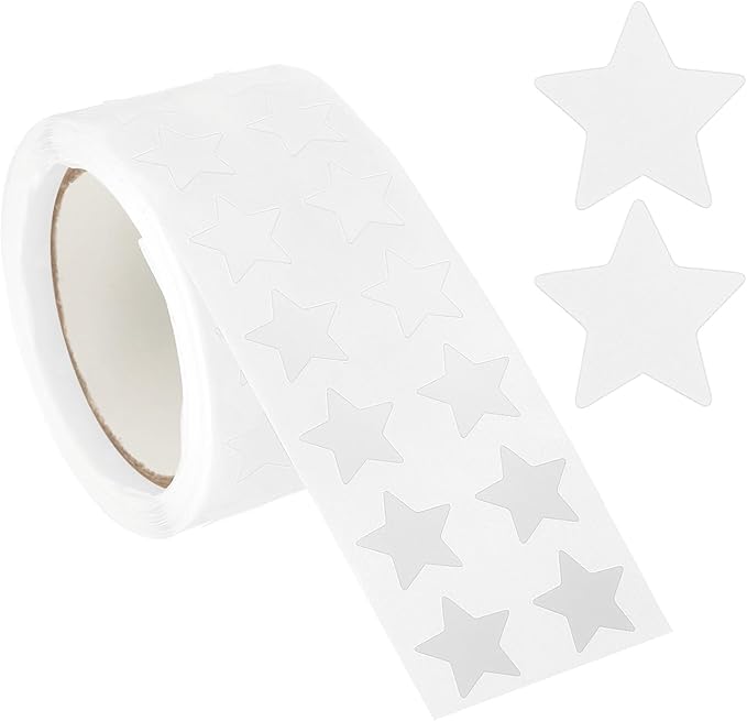 PATIKIL Star Stickers Roll 1/2", 1000 Pcs Self-Adhesive Reward Stickers Star Labels for Behavior Chart Classroom Teacher Supplies and DIY Craft, White