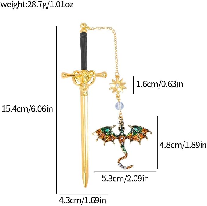 Fantasy Fourth Wing Dragon Sword Bookmarks - Fourth Wing Fans Page Markers Cool Bookmarks for Men Fantasy Dragon Gifts for Male Readers as Birthday Gifts (Dragon Bookmark Set 6)
