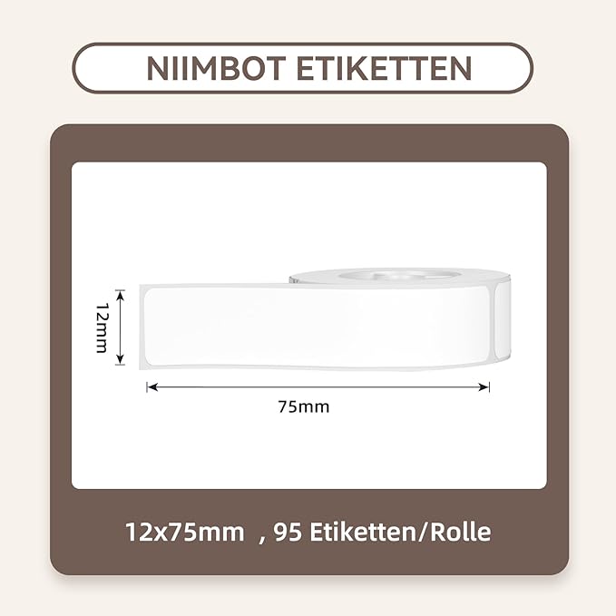 NIIMBOT D11 Label Maker Tape D110 Labels 3Rolls, Self-Adhesive Labeling Tape Replacement 0.47" X 2.95" (12 X 75mm) Thermal Label Refills for Home Office School, 285 Labels/3Rolls, White
