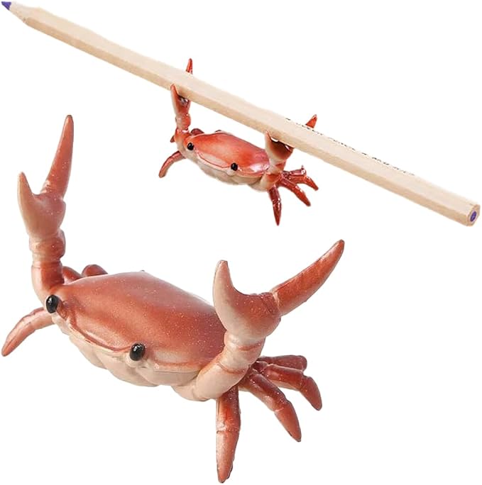 1Pc Red Desk Crab Pen Holder, Creative Weightlifting Crab Pen Stand, Funny Desk Decor Supplies Holders, Pencil Holders