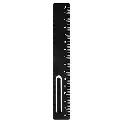 HARFINGTON Straight Ruler 15cm Metric Metal Aluminum Alloy Measuring Bookmark Clip Ruler Scale Tool for Measure Study Reading Classroom Office, Black