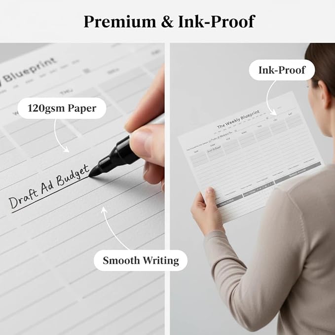 Undated Weekly Planner Pad (8.5"x11") - The "Rule of 3" System for ADHD Focus & Deep Work. Desktop Productivity Organizer with Habit Tracker & Weekly Review. 52 Tear-Off Sheets for a Full Year