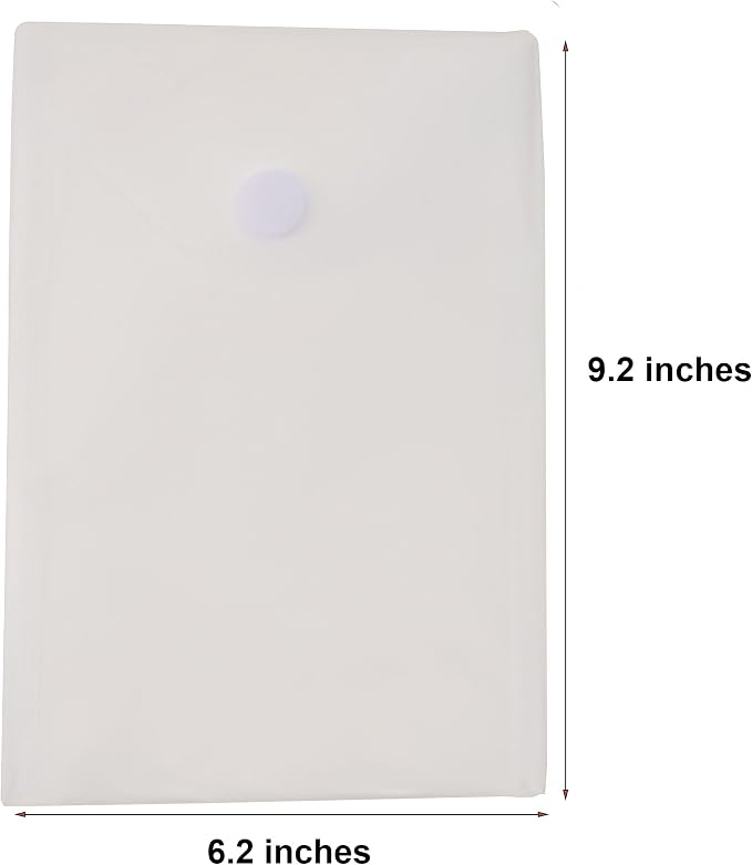 6’’ x 9’’ Vertical Clear Plastic Envelopes Receipt Stickers File Storage 10 Pack Hook Loop Closure