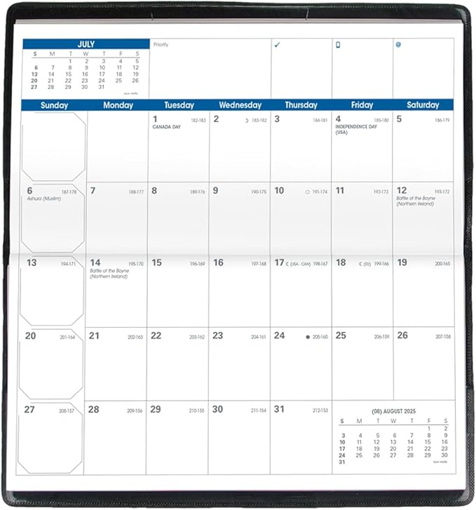 Quo Vadis 2025 Refill For Visoplan Monthly Planner - Pocket Calendar Organizer