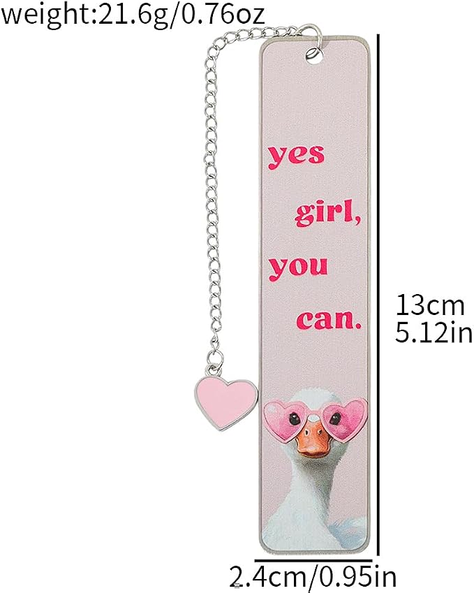 Pink Cute Bookmark for Women Silly Goose Gift Metal Bookmark for Students, Teachers, and Readers Funny Bookmarks Gift Page Markers Study Stationery, Office Supplies (Pink B)
