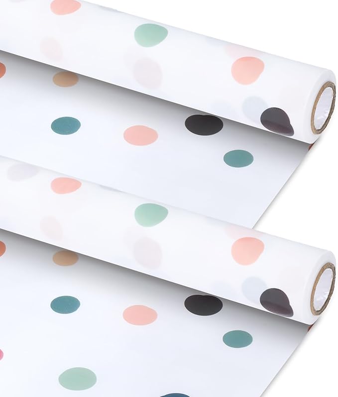 2 Rolls Boho Polka Dots Bulletin Board Paper Roll Non-Woven Bulletin Board Background Reusable Waterproof Poster Fade Resistant Poster for Classroom Decor Wrapping Craft Supplies 15.6 in x 12 Ft