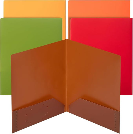 Mr. Pen- Plastic Folders with Pockets, 5 pcs, Aesthetic File Folder with Business Card Slot, 2-Pocket Folder, Back to School, Office, Filing Supplies