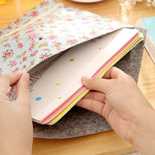 Funny live 4 Pcs Individualized Felt A4 Size Floral Pattern Document Folder with Snap Button Office Document Cash Coin Stationery Storage Organizer