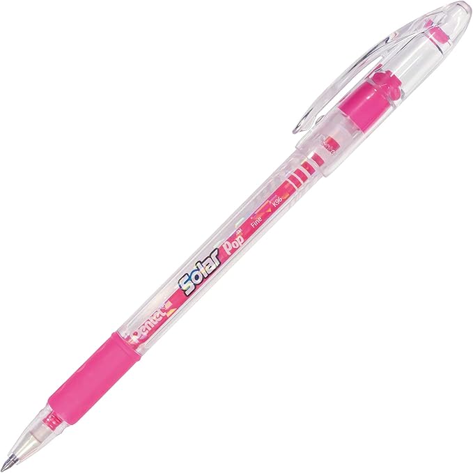 Pentel Solar Pop Neon Gel Pen, (0.6mm) Medium Line, Pink Ink - K96-P