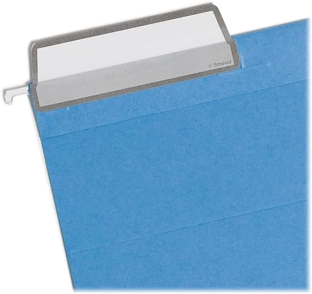 Smead Hanging File Folder with Erasable ProTab, 1/3-Cut Erasable Tabs, Adjustable Position, Letter Size, Blue, 20 per Box, Eraser Included (64210)