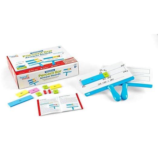 hand2mind - 92433 Magnetic Foam Math Percent Bar and Dry Erase Boards for Kids, Learn Percentages and Percent Proportions, Colorful Math Manipulatives for Percents, Homeschool Supplies (Set of 4)
