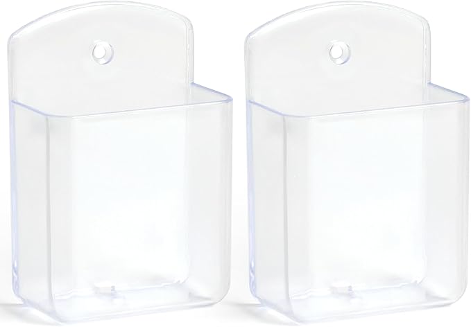 2 Pcs Remote Control Holder Wall Mount, TV Controller Holder, Self Adhesive Remote Holder, Wall Pen Holder Storage Accessories for Home Office School（Clear）