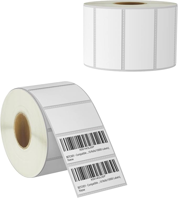 BETCKEY - 2.25" x 1" (57 mm x 25 mm) File Folder & Multipurpose Labels Compatible with Zebra & Rollo Label Printer,Premium Adhesive & Perforated [2 Rolls, 3000 Labels]
