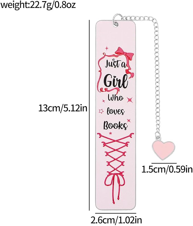 Pink Bow Metal Bookmark Gift Silver Chain Pendant with Bow for Women's Christmas Gift Book Lover Book Accessories School Supplies Office Stationery (Cute Bow Bookmark)
