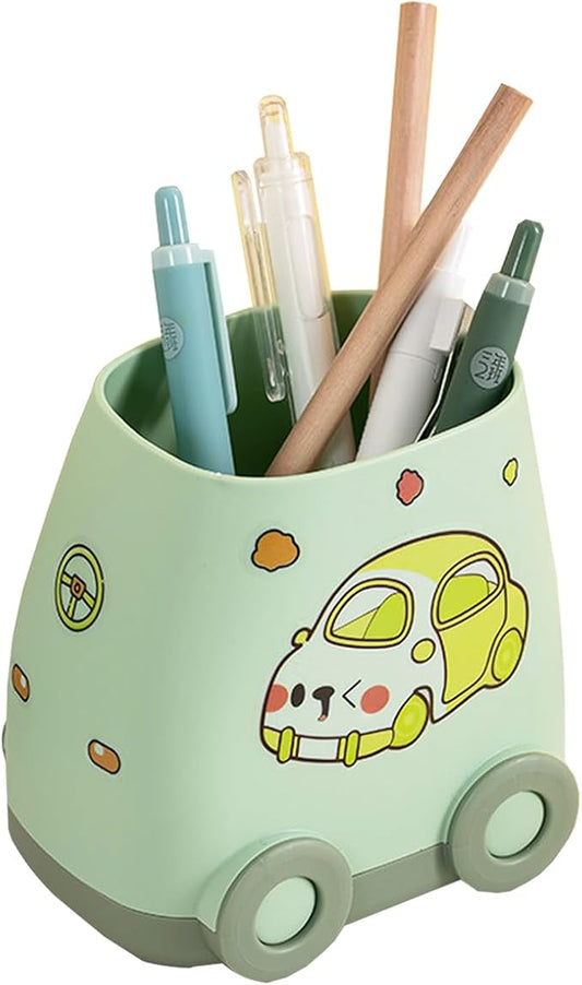 Cute Car Pen Holder Cute Kid Pen Holder for Desk Adorable Car Organizer, Car Pencil Holder Organizer Gifts Fit for Women Man Children (Green)