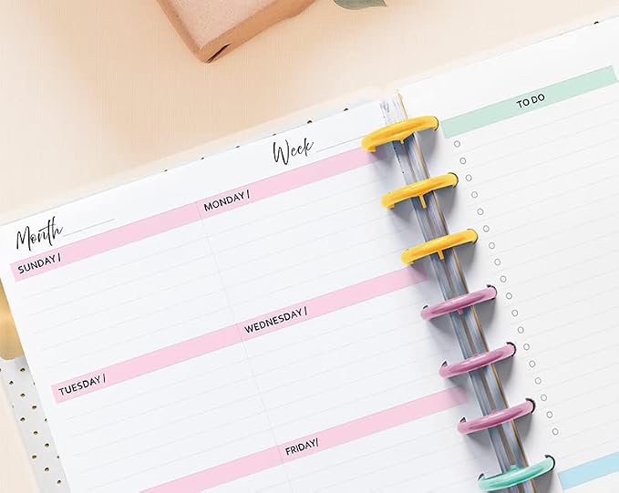 Weekly Planner Inserts – Undated Weekly Calendar Planner Refills for 8-Disc Junior/Half Letter Size (5.5 X 8.5 inches) Discbound Planers