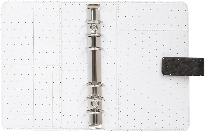 Filofax Moonlight Organizer, Personal Size, Black - Leather-Look, Gold Accents, Six Rings, Week-to-View Calendar Diary, Multilingual, 2025 (C022654-25)