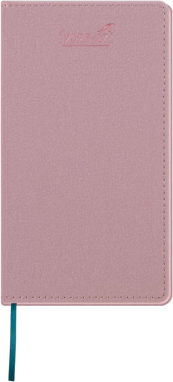 BEZEND Pocket Monthly Planner 2026 2027 Extra Thin & Light (Slim 3.5" x 6.5"), 18-Month Academic Mini Calendar (Jul 26 - Dec 27), Ideal for Students & Professionals, PU Leather Softcover - Pink