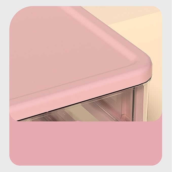 Plastic Desktop Storage Box Drawers, Stackable Desk Organizer with Bunny Handle Desktop Drawers Multi Tier for Office School(Clear) (Pink, 2 Tier(13.4x17x11cm))