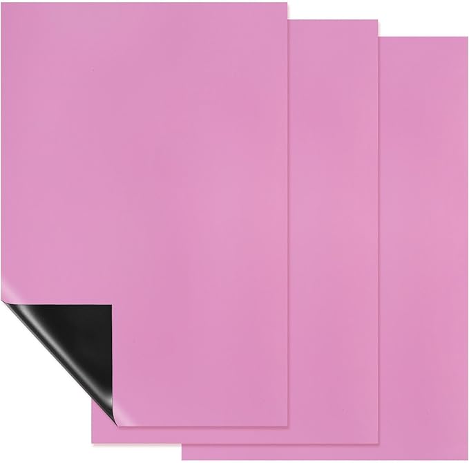 PATIKIL Magnetic Dry Erase Board Sheet for Fridge, 3 Pcs 12 x 8 Inch Erasable Refrigerator Whiteboard for Kitchen for Home Kitchen Organizer Planner Office Storage, Pink (0.6mm)