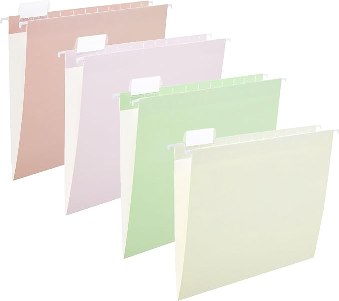 12 Pack Hanging File Folders Letter Size with 1/5 Cut Adjustable Tabs File Folder for Filing Cabinet Reinforced Hanging Folders Design for Home School Office and Medical Charts, Lilac Design