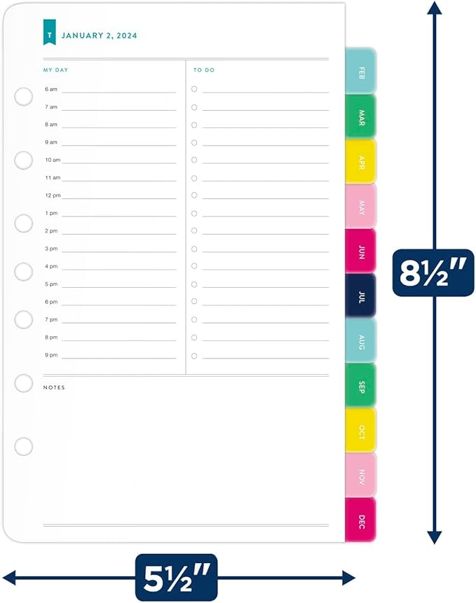 AT-A-GLANCE Simplified by Emily Ley 2024 Daily Refill Set, 5-1/2" x 8-1/2", Desk Size, One Page Per Day Refill (EL100-4311-24)