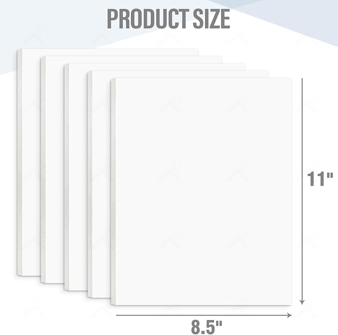 Golden State Art, White Foam Boards 12 Pack 8.5x11 Foam Core Board, 1/8" Thick Acid Free Foam Poster Board for Modeling, Billboard, Projects, Paintings and Display