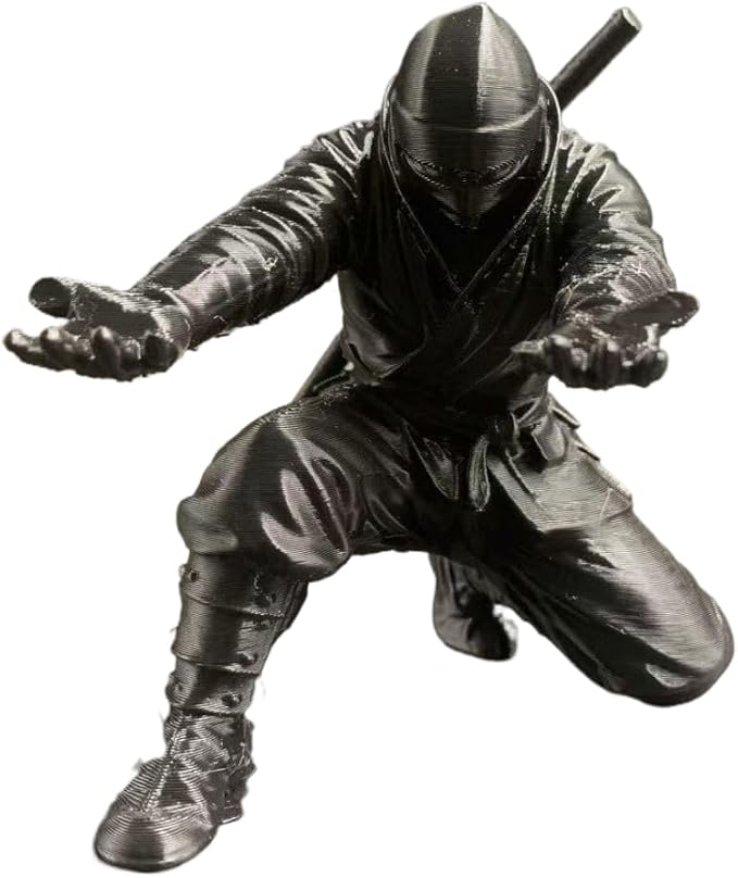 Ninja Warrior Pen Holder, Desktop Organizer Figurine, Black Samurai Desk Accessory with Sword