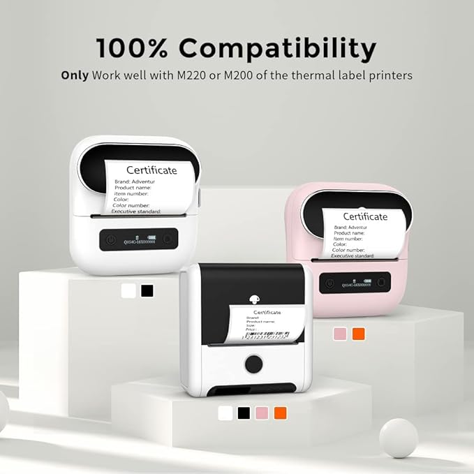 Phomemo M220 Label Maker, Bluetooth Thermal Label Printer, Barcode, Name, Address, Labeling, Mailing, Small Business and More with 1 Roll 40 x 30mm and 1 Rolls 60 x 40mm Label Tapes