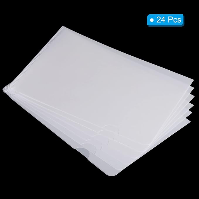 PATIKIL l Type Folders 24 Pack 8.9 x 6.3 Inches A5 Plastic Clear Document Folder File Jacket Sleeves Project Pockets, White