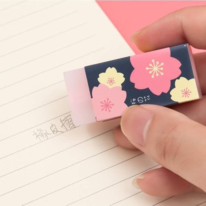 3Pcs Pink Lovely Cherry Blossoms Rubber Erasers Petal Sketch Painting Pencil Correction Tool Japanese Atationery Supplies School Office Stationery Supply Standard Pencil Erasers,Cube Erasers