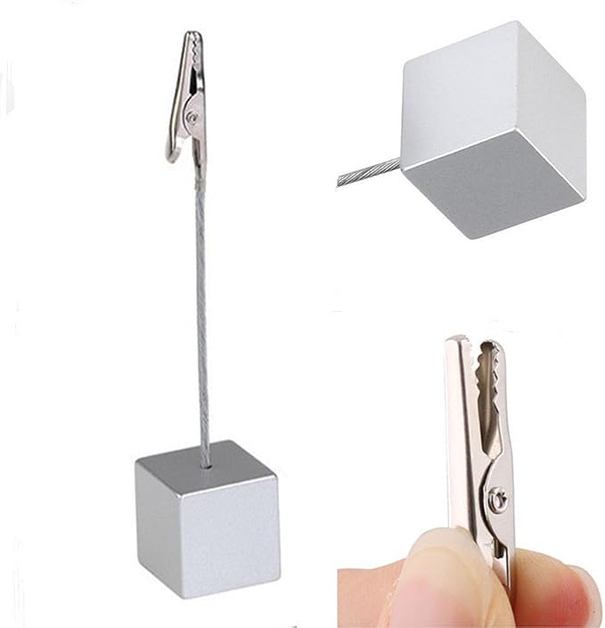 Xiaoyztan Memo Clips Holder,Silver Cube Table Number Holders,Paper Note Clip for Office Home Use, Office Memo Holders, Desk Accessories and Workspace Organizers,Pack of 10