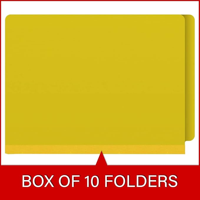 25 Pt. Pressboard Classification Folders, Full Cut End Tab, Letter Size, No Dividers, Yellow (Box of 25)
