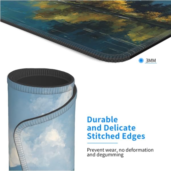 Voltique Mouse Pad Small Desk Mat, Scenery and Mountains Computer Mousepad with Stitched Edges Non-Slip, Keyboard Mouse Pad for Desktop Office Desk Accessories