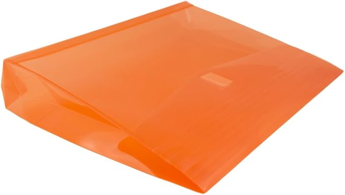 JAM PAPER Plastic Expansion Envelopes with Hook & Loop Closure - Letter Booklet - 9 3/4 x 13 with 2 Inch Expansion - Orange - 12/Pack