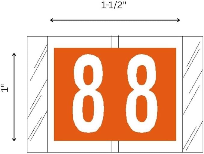 tabbies Original COL'R'TAB 81000 Series Numeric Labels, Orange, "8", 1"H x 1-1/2"W, Heavy Duty Paper & Fade-Resistant, Made in the USA, 100 Labels/Pack