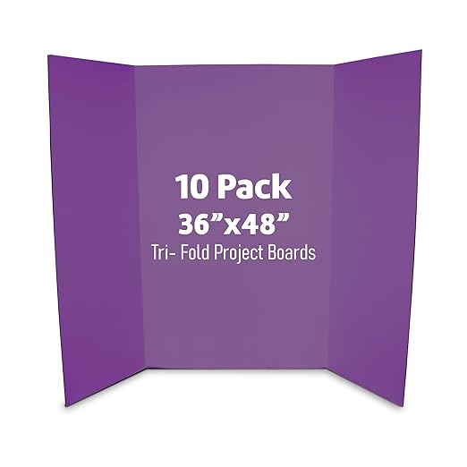 Flipside Products 36” x 48” Project Boards for Presentations, Science Fair, School Projects, Event Displays and Trifold Picture Board, Proudly Made in USA - Purple - 10 Pack