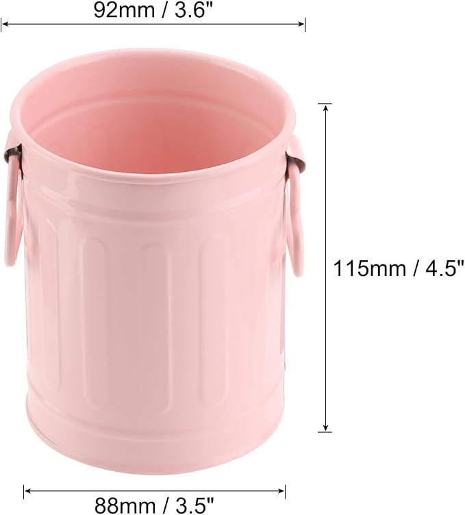 PATIKIL Barrel Pencil Holder, Metal Pen Holder for Desk Pencil Holders Cup Organizer with Handles Makeup Brush Holder Stationery Storage, Pink