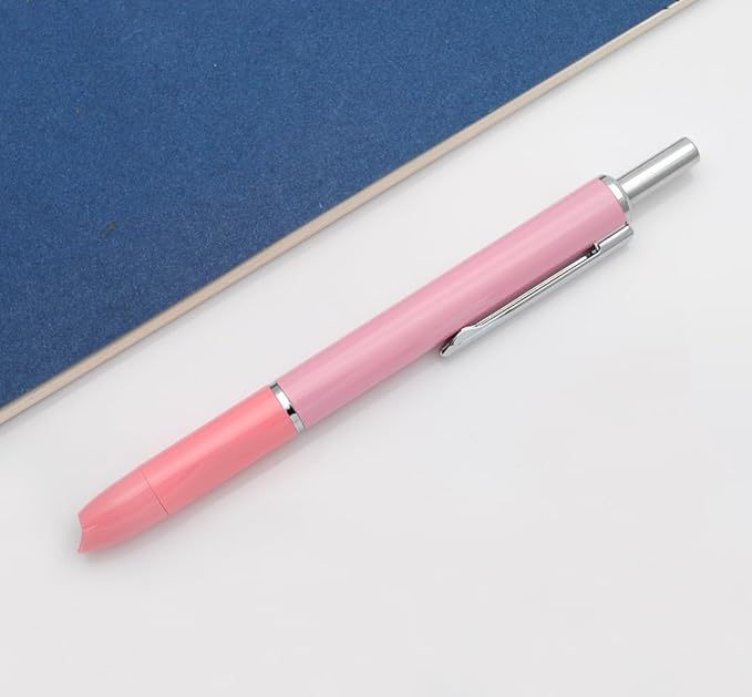 OASO K016 Retractable Fountain Pen Set 0.5mm with 4pcs Blue Ink Cartridges Smooth Writing for School Students (Coral Pink)