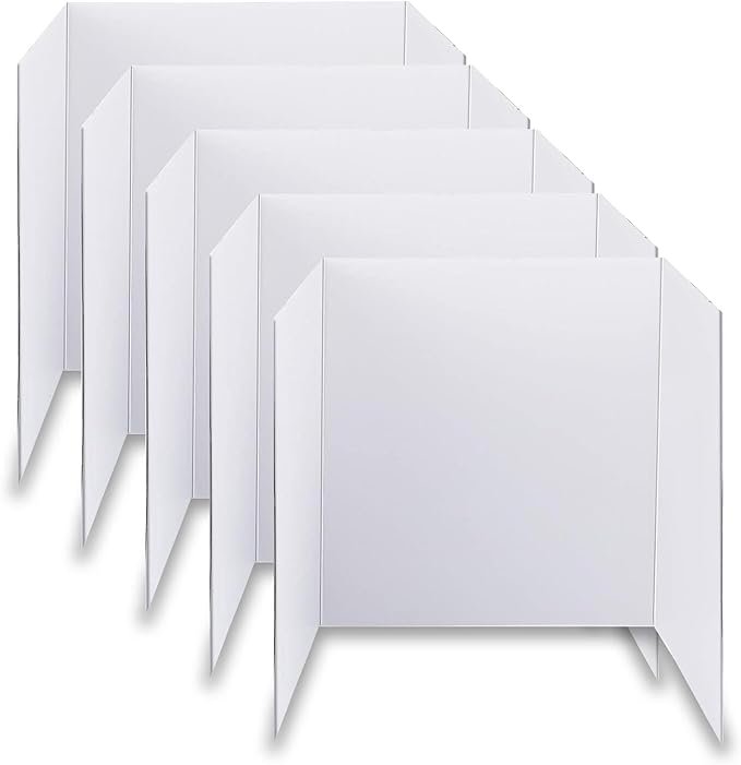 Trifold Poster Board, 24" x 16", 5-Pack, White Corrugated Project Boards for Science Fairs, School Projects, Event Displays, and Business Presentations