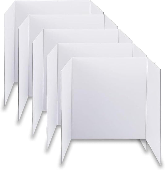 Trifold Poster Board, 24" x 16", 5-Pack, White Corrugated Project Boards for Science Fairs, School Projects, Event Displays, and Business Presentations