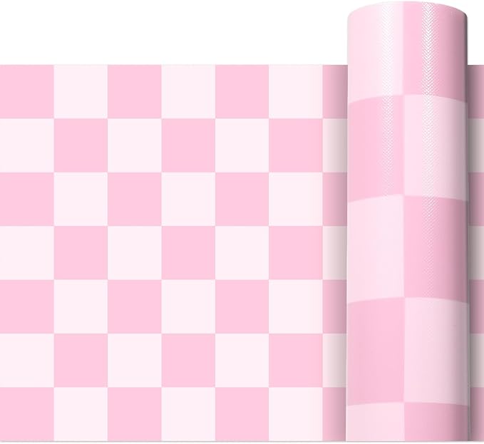 Pink Checked Bulletin Board Roll Reusable Waterproof Erasable Pastel Pink Non-Woven Fabric Bulletin Board Roll Wrinkle Resistant Background Poster for Classroom Decor Wrapping DIY Crafts 15.7" x 40ft