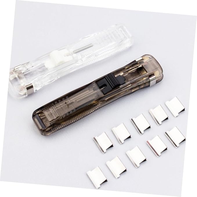 Alasum Handheld Stapler and Clip Dispenser Set with 200pcs Refill Staples, Portable Mini Document Stapler for Office and School Filing, Reusable Paper Fastener for Book Binding and File