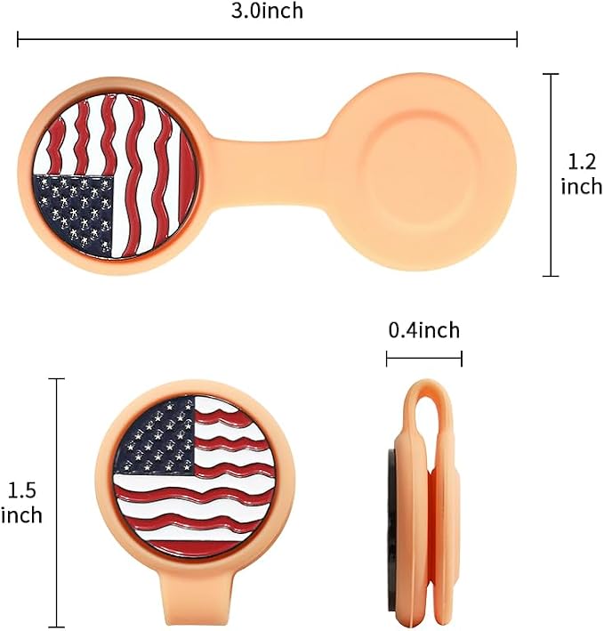 American Flag Golf Marker Hat Clip, Magnetic Ball Marker, Bookmark Clips Magnetic, US Flag Hat Clips Set, Party Favors Adults, Bookish Gift (4-Pack)