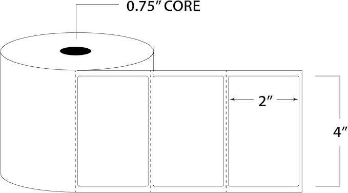 Blank Labels Thermal Transfer Shipping Labels, Matte White Printer Labels on 0.75" Core with Sensor Mark 4" X 2" Label 300 Labels per Roll 6 Rolls