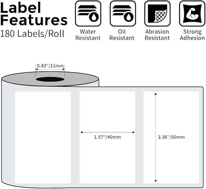 Phomemo M220 Label Maker, Bluetooth Thermal Label Printer, Barcode, Name, Address, Labeling, Mailing, Small Business and More with 1 Roll 40 x 30mm and 1 Rolls 60 x 40mm Label Tapes