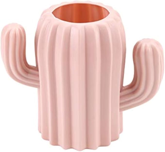 Ragyzity Cactus Pen Holder and Pencil Container - Creative Stationery Storage Box, Desktop Supplies Cup, Cosmetic Makeup Brush Organizer for Students (Pink)