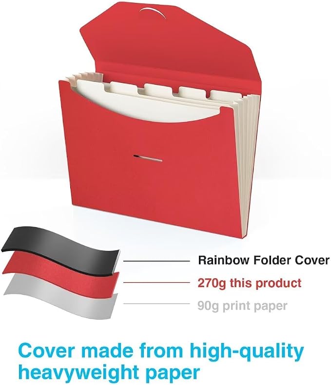 Expandable Folders Plastic Free Accordion File Folder Organizer 6 Pocket Fiery Red