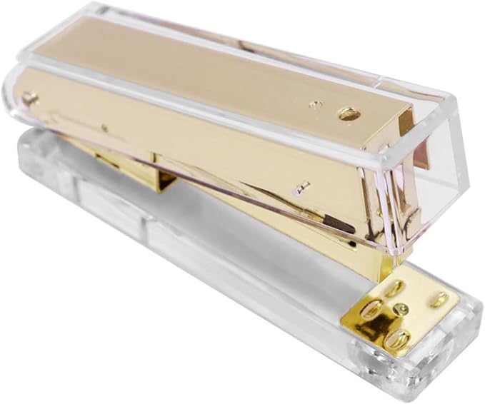 Stapler Desktop Stapler Retro Business Office Stapler Plastic Stapler Transparent Stapler Office Supplies Office Stapler (Color : A, Size : 4.9 * 1.2 * 2.4in)